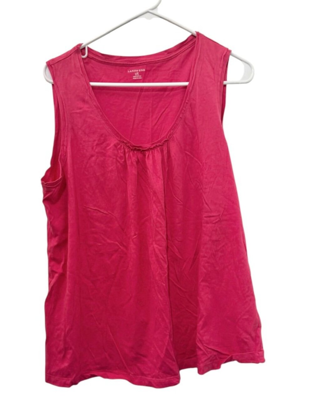 Lands' End Magenta Sleeveless Cotton Tank-Top